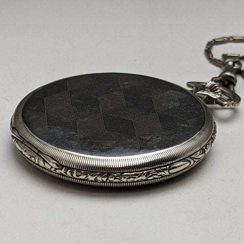 Vintage good working Cima silver plate case mechanical pocket watch with chain